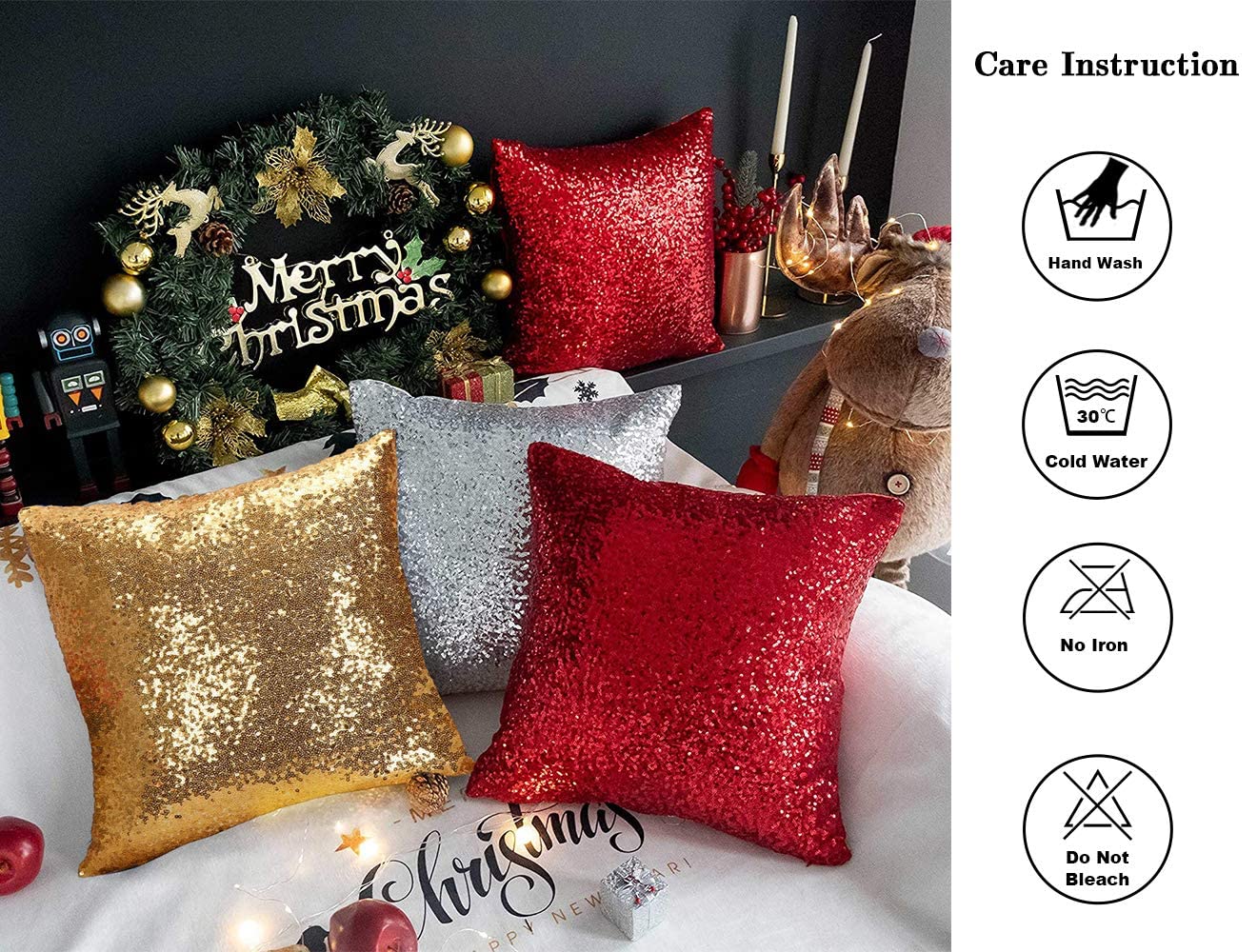 Shinybeauty Black Pillow Covers Decorative Throw Pillow Sofa Pillow Covers 20X20-Inches Black Pillow Cases Set Of 2 Pillow Cover