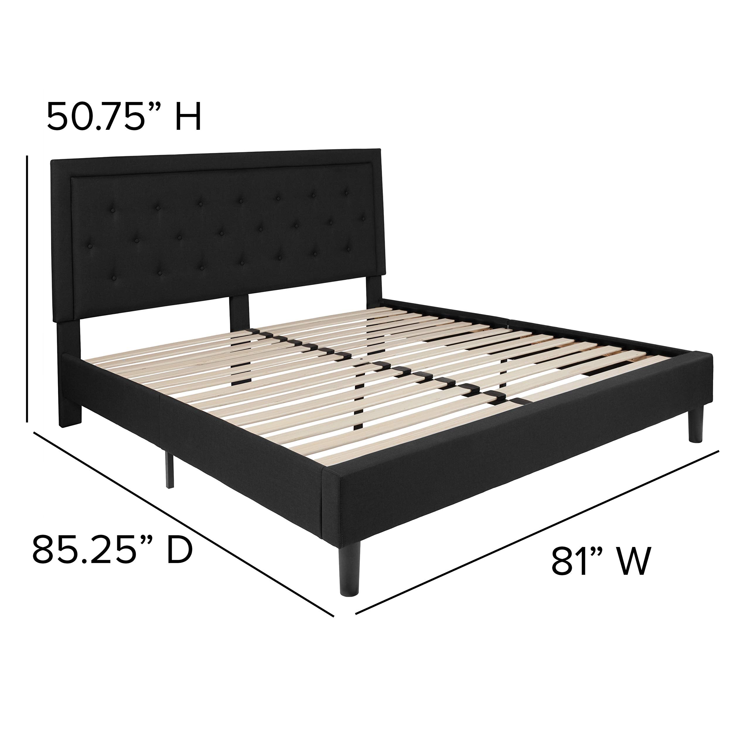 Flash Furniture Roxbury King Size Tufted Upholstered Platform Bed In Black Fabric