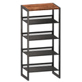 CHEMPFR Narrow 5Tier Shoe Rack, Slim SpaceSaving Shelf with Decorative Wood Top & Steel Mesh, Entryway/Closet/Dorm Organizer, 