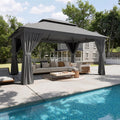 Aoxun Outdoor Gazebo for Patio 10x12, Metal Frame Canopy with Double Roofs, Heavy Duty Party Tent and Shelter with Mosquito Nett