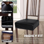 Searchi Waterproof Pu Dining Chair Seat Covers Set Of 4, Soft Removable Washable Seat Covers For Dining Chairs, Dining Room Seat Cover Protector (Rear-Covered, Pu Black)