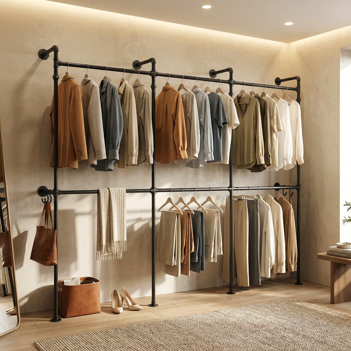 Kryonix Wall Mounted Closet System, 6 Hanging Rods