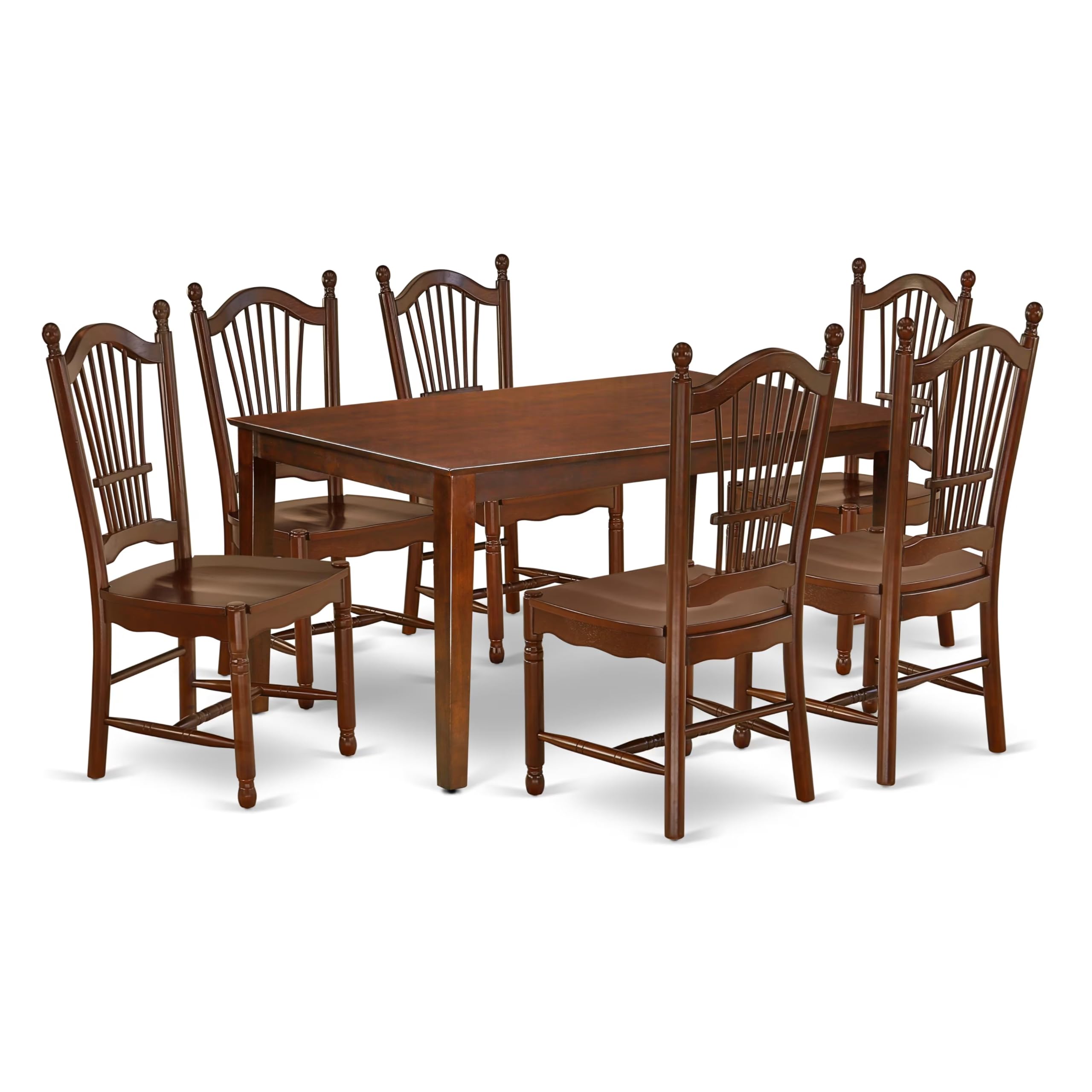 East West Furniture Cado7-Mah-W Capri 7 Piece Set Consist Of A Rectangle Wooden Table And 6 Dining Room Chairs, 36X60 Inch, Mahogany