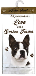 E&S Pets Boston Terrier Kitchen Towels, Off-white 26.00 x 18.00, Small