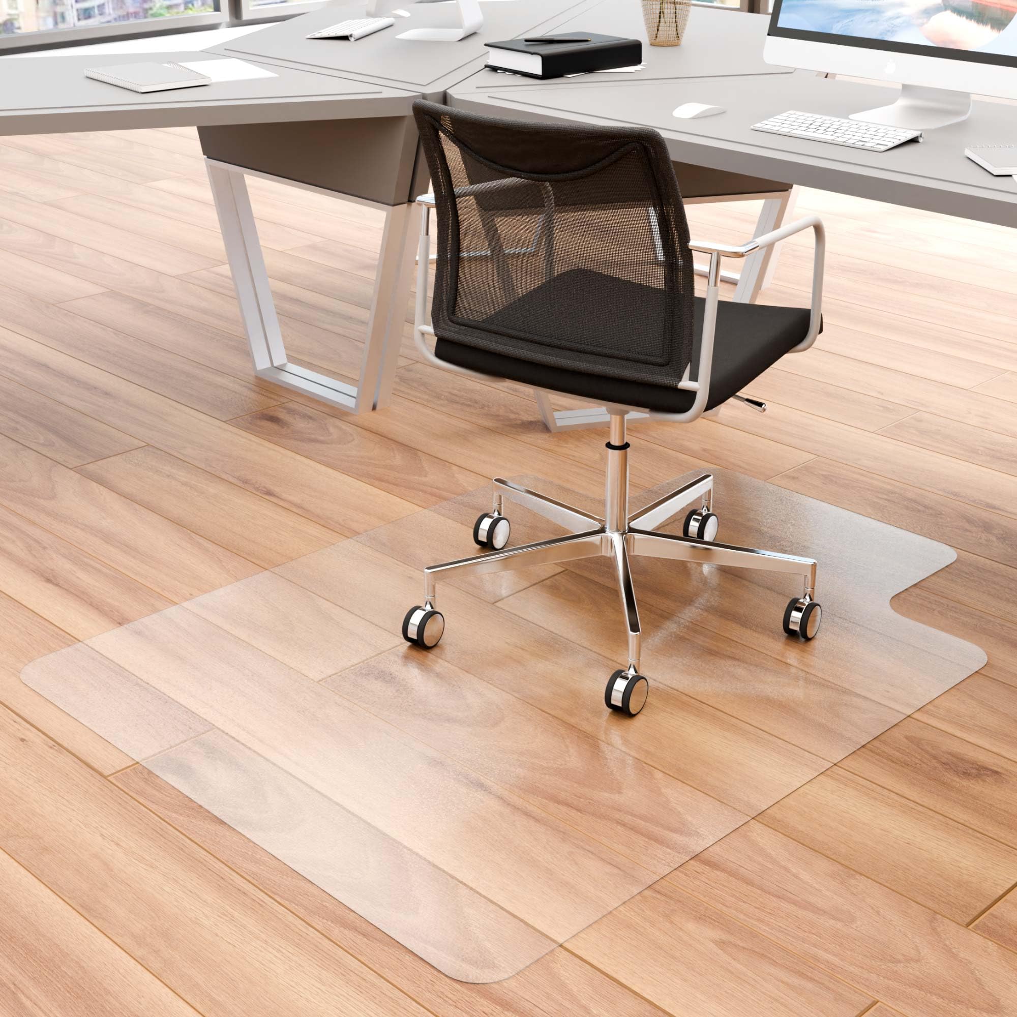 100Pointone Office Chair Mat For Hardwood Floor, 48' X 36' Clear Desk Chair Mat For Hard Floors, Easy Glide Computer Chair Flo