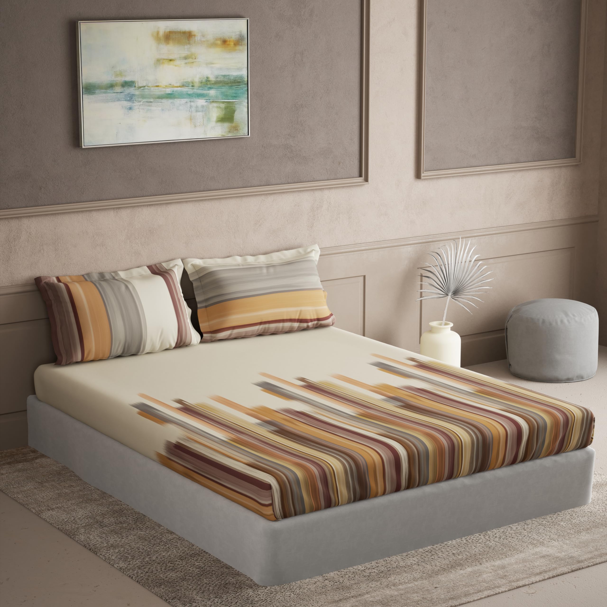 Ddecor  100% Cotton 180 Tc King Bedsheet With 2 Pillow Covers  Brown
