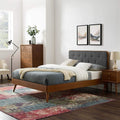 Modway Mod-6647-Wal-Cha Bridgette King Wood Platform Bed With Splayed Legs, Walnut Charcoal