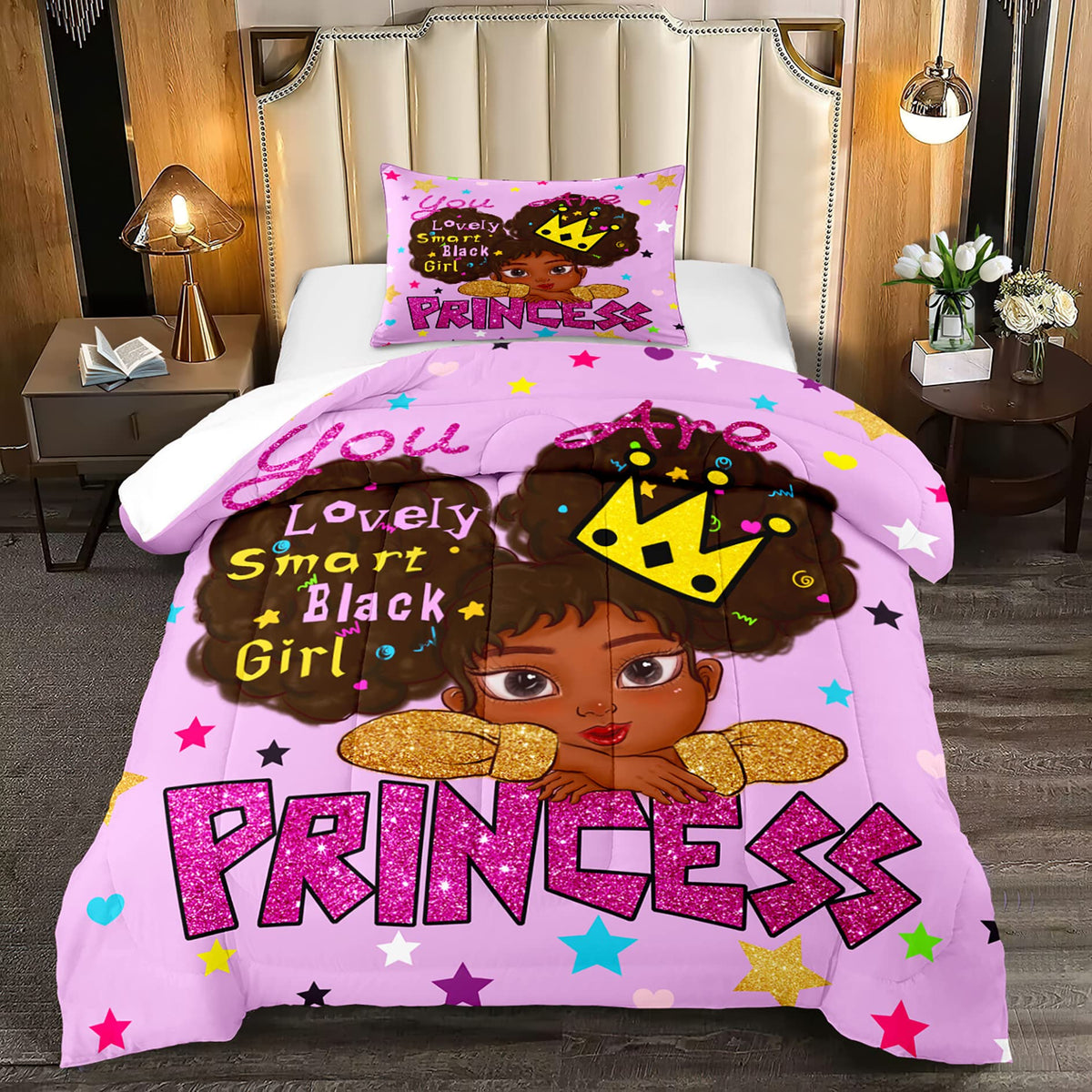 Black Girl Comforter Sets Twin-African Black Girls Twin Comforter Sets For Girls Cute Black Girl Twin Bedding Sets For Girls Pri