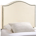 Modway Curl Linen Fabric Upholstered Twin Headboard with Nailhead Trim and Curved Shape in Ivory