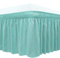 Biscaynebay Wrap Around Bed Skirts For Queen Beds 17' Long Drop, Aqua Adjustable Elastic Dust Ruffles Easy Fit Wrinkle Resistan
