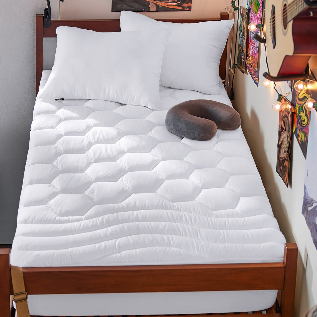 Bedsure Twin Xl Mattress Pad - Soft Mattress Topper For College Dorm Room Essentials, Extra Long Twin Quilted Fitted Mattress Pr
