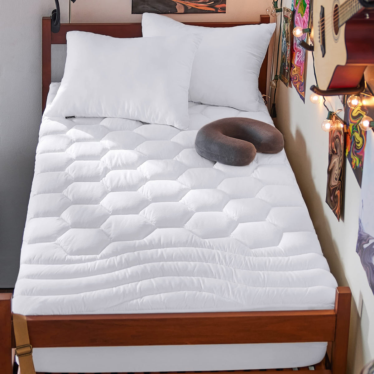 Bedsure Twin Xl Mattress Pad - Soft Mattress Topper For College Dorm Room Essentials, Extra Long Twin Quilted Fitted Mattress Pr