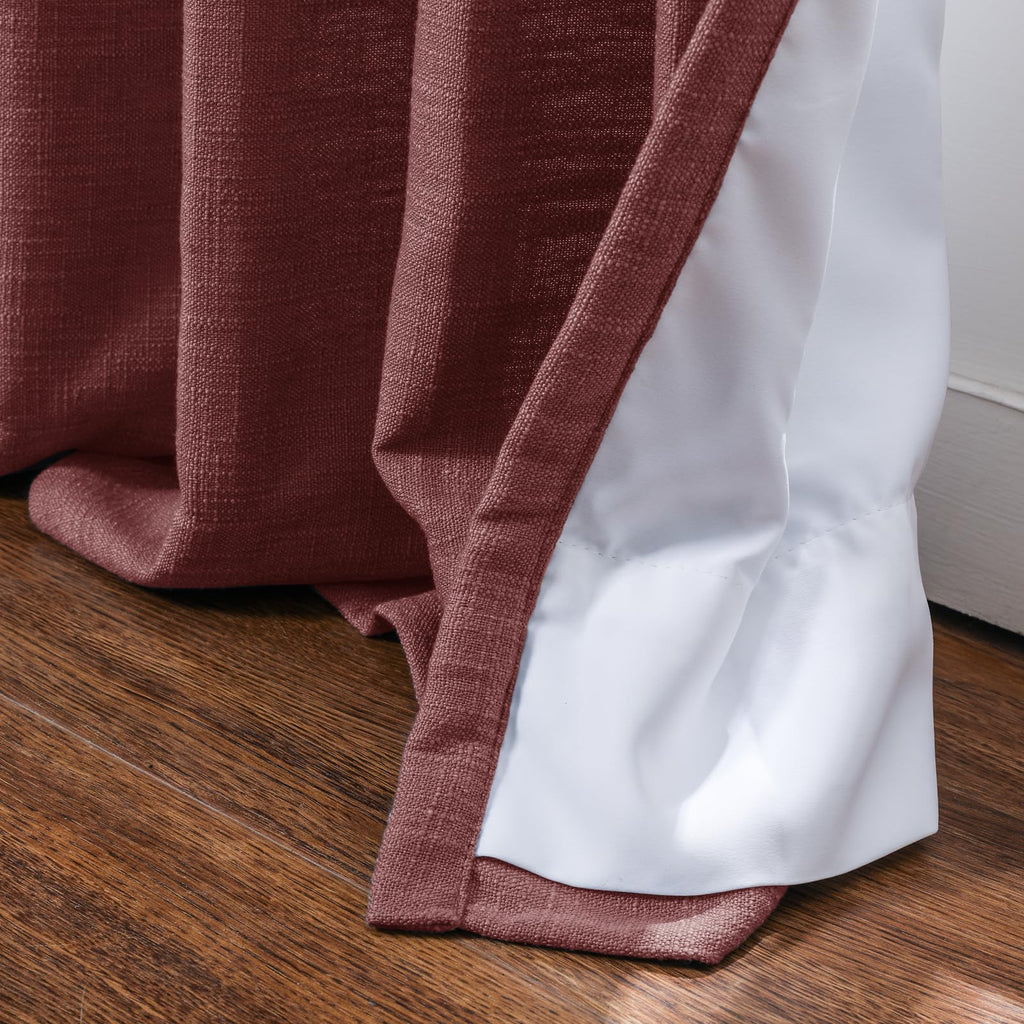 Twopages Pinch Pleated Drape For Traverse Rod, Double Layer Lined Curtain Light Filtering Room Darkening Linen Blend Window Trea
