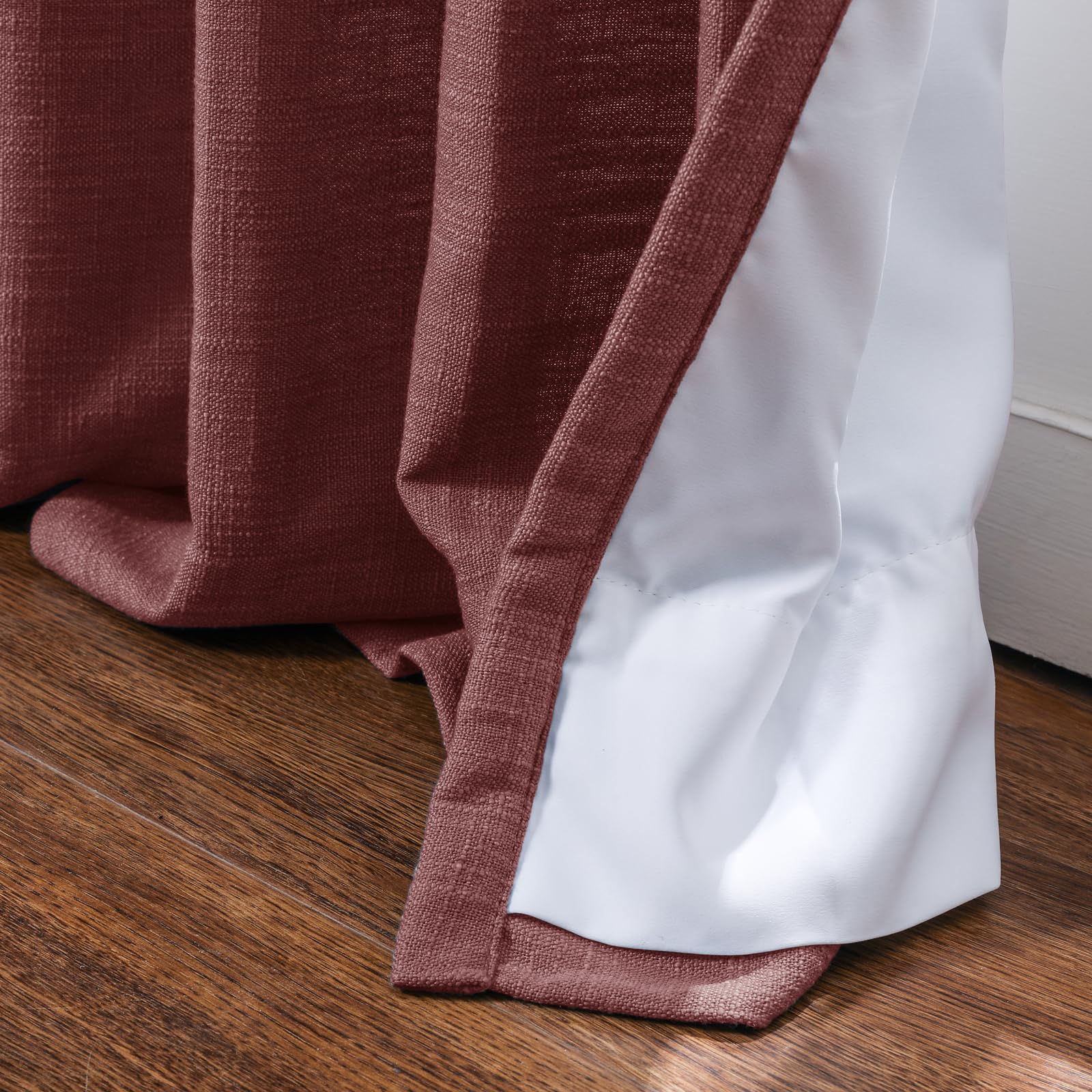 Twopages Pinch Pleated Drape For Traverse Rod, Double Layer Lined Curtain Light Filtering Room Darkening Linen Blend Window Trea