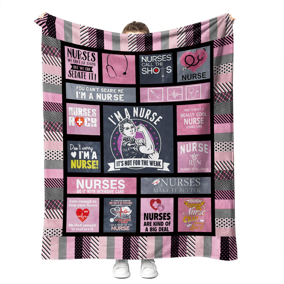 Ultra Soft Nurse Theme Blanket Microfiber Plush Sherpa Blanket Gifts For Women Nurses Warm Cozy Fuzzy Throw Blanket For Bed And