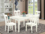 East West Furniture CALG5-LWH-W 5 Piece Modern Dining Table Set Includes a Rectangle Wooden Table and 4 Kitchen Dining Chairs, 36x60 Inch, Linen White
