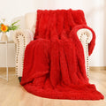Benron Bright Red Throw Blankets 50'X60', Soft Sherpa Shaggy Blankets, Cozy Lightweight Fluffy Faux Fur Blankets For Bed Couch