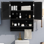 Choochoo Bathroom Wall Cabinet With Towels Bar, 23.6' L X7.9 W X27.5 H Mdf Material Medicine Cabinet, 2 Doors Over The Toilet Space Saver Storage Cabinet With Large Space, Black