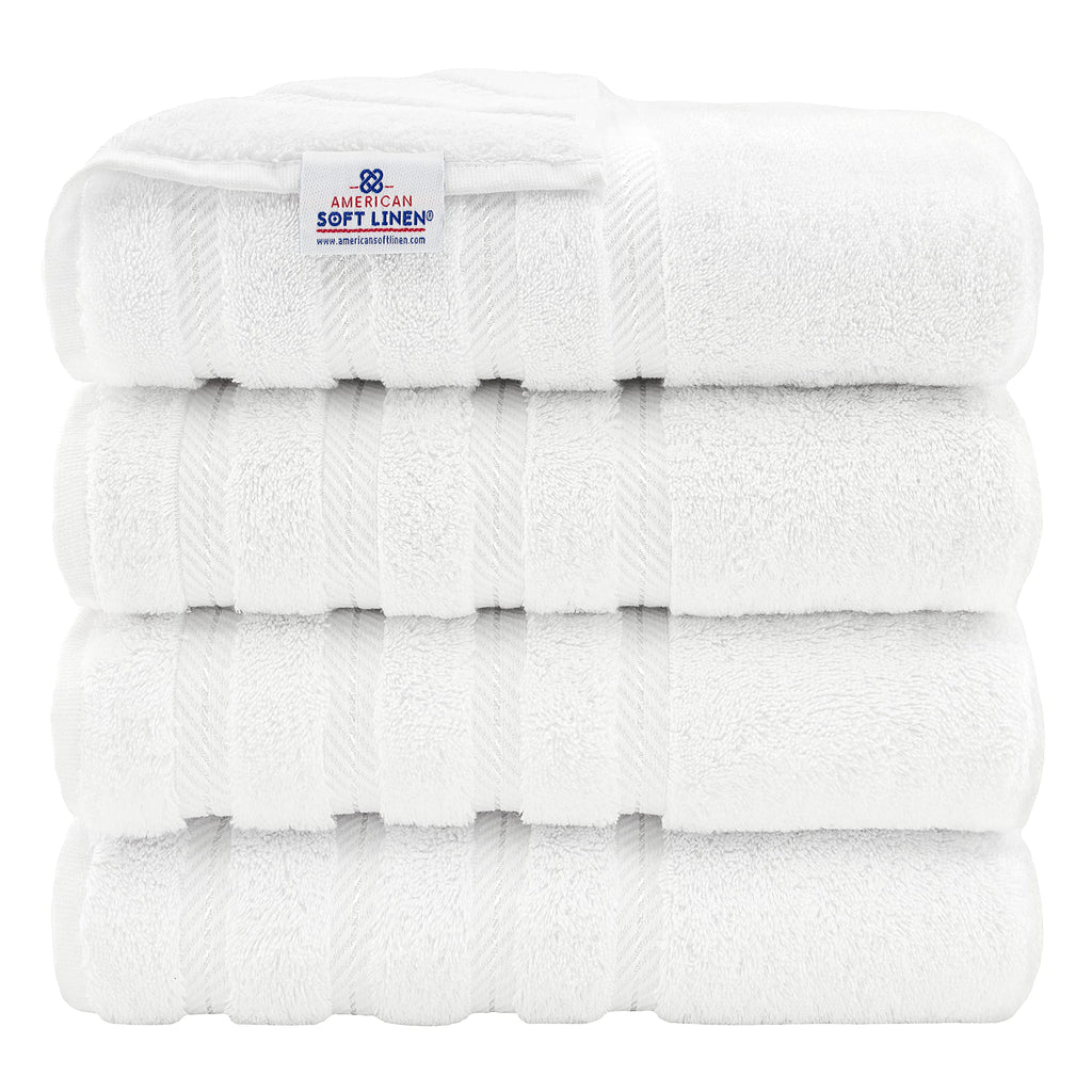 American Soft Linen Luxury 4 Piece Bath Towel Set, 100% Turkish Cotton Bath Towels For Bathroom, 27X54 In Extra Large Bath Towel