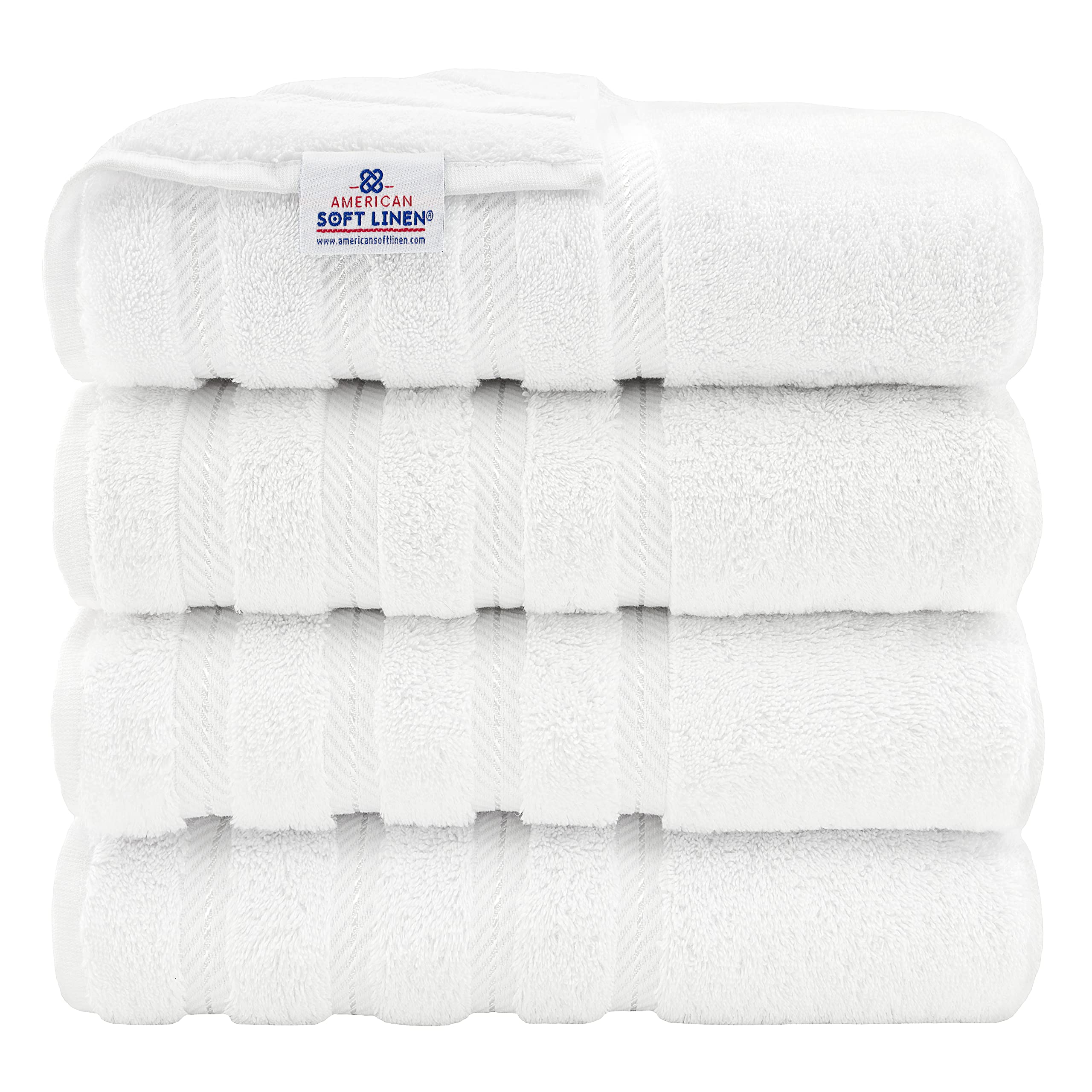American Soft Linen Luxury 4 Piece Bath Towel Set, 100% Turkish Cotton Bath Towels For Bathroom, 27X54 In Extra Large Bath Towel