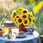 Cewor 10Pcs Sunflowers Artificial Flowers With Long Stem Fake Sunflowers Bulk Fall Decoration For Wedding Home Birthday Party Ou
