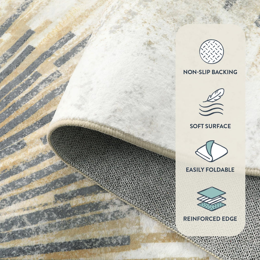 Lahome Modern Large Living Room Rug - Machine Washable Area Rug 6X9 Non-Slip Soft Bedroom Rugs Throw Ultra-Thin Rug For Dining R