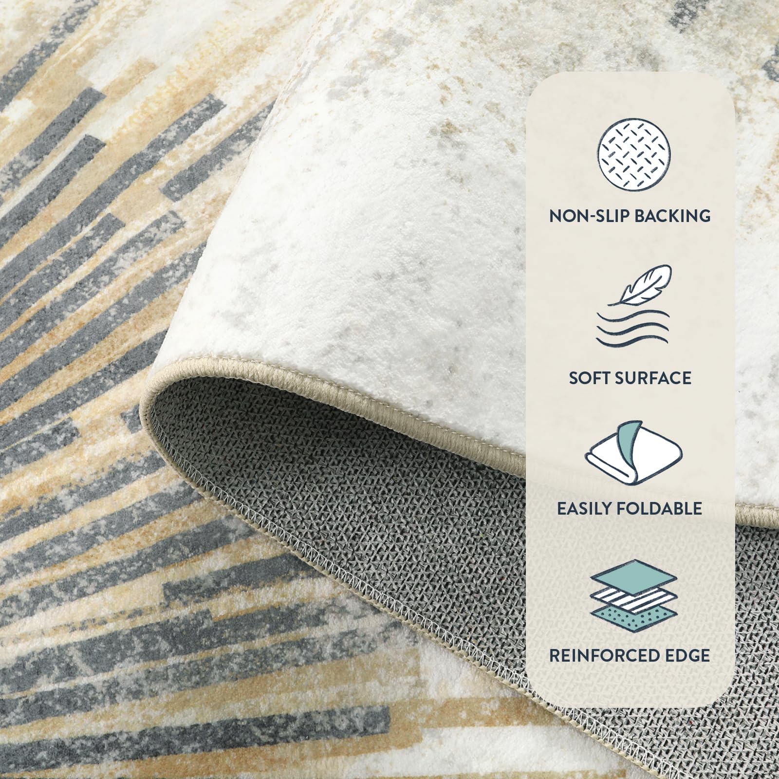 Lahome Modern Rugs For Living Room 5X7 Rug - Machine Washable Rugs Throw Soft Bedroom Area Rug Ultra-Thin Non-Slip Dining Room R