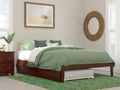AFI Colorado Queen Size Platform Bed with Twin XL Trundle and Charging Station in Walnut