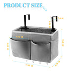 Frjjthchy Bedside Storage Organizer 5 Pockets With 4 Hooks Hanging Storage Bag For Headboards/Bunk Bed (Grey)