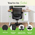 HON Convergence Ergonomic Office Chair, Breathable Back Support Mesh, Adjustable Arms, Lumbar Support, Rolling Swivel Wheels, Comfortable Synchro-Tilt Recline - Vinyl