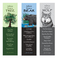 Your True Nature Advice From Nature 3 Bookmark Nature Set, Laminated With Glossy Finish, Printed On Recycled Paper - Bear, Wolf,