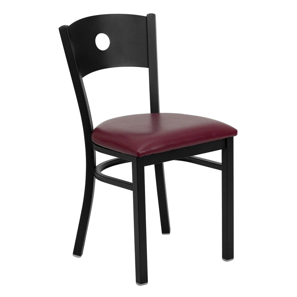 Flash Furniture HERCULES Series Black Circle Back Metal Restaurant Chair - Burgundy Vinyl Seat