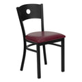 Flash Furniture HERCULES Series Black Circle Back Metal Restaurant Chair - Burgundy Vinyl Seat