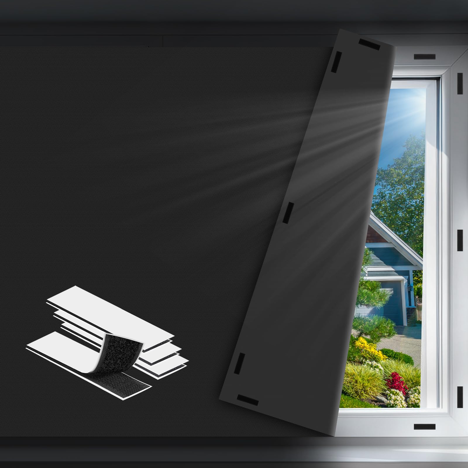 Blackout Curtains for Bedroom - 79 x 57 Portable Blackout Blinds Curtain for Any Windows -100% Blackout Shades Window Film -Temp