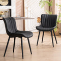 YOUNUOKE Black Dining Chairs Set of 2 Upholstered Mid Century Modern Kitchen Chair Armless Faux Leather Accent Dinning Side Chai
