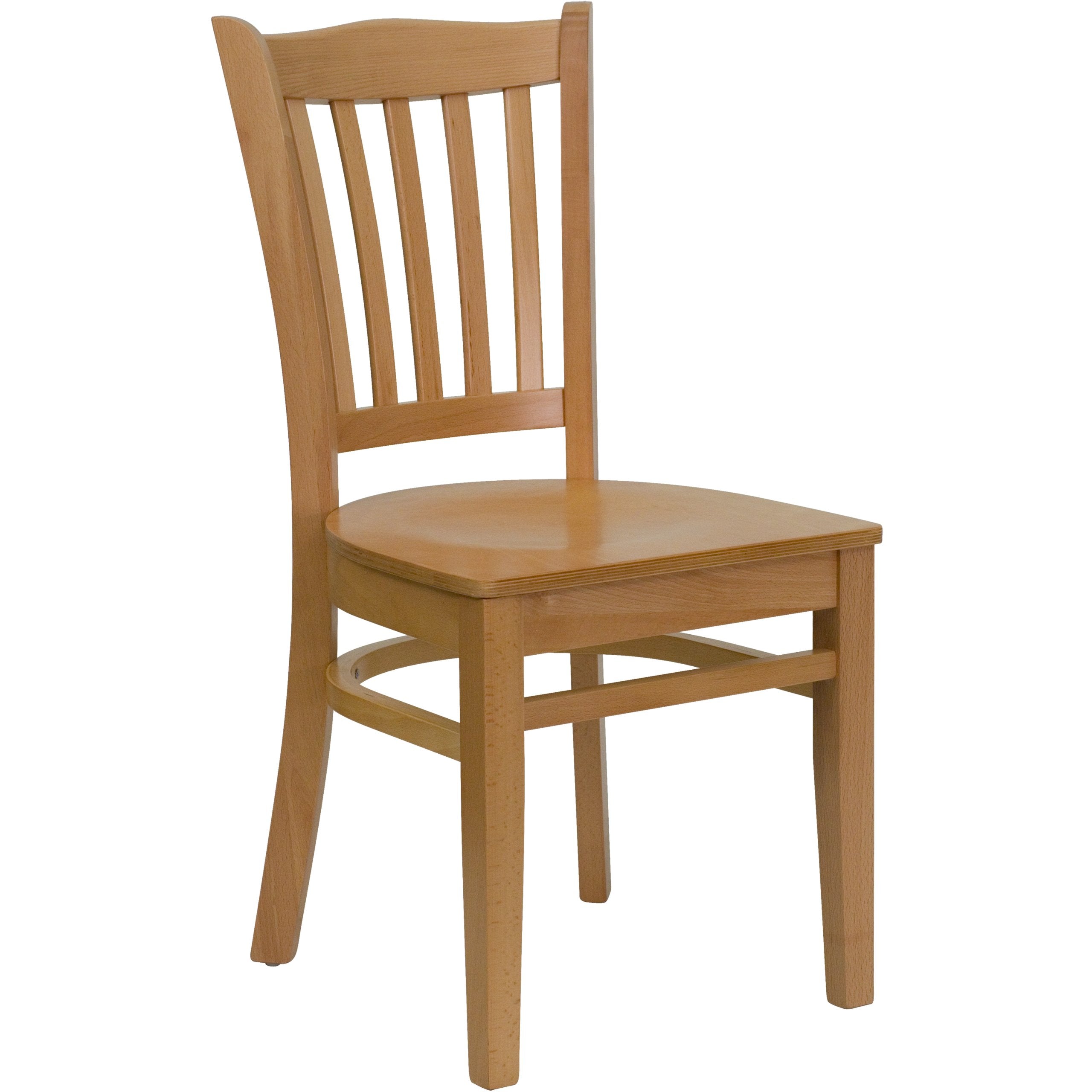 Flash Furniture HERCULES Series Vertical Slat Back Natural Wood Restaurant Chair