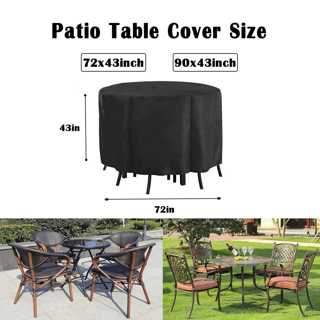 Kingling Patio Furniture Covers, 72 Inch Round Outdoor Table Cover, Outdoor Furniture Cover Waterproof For Outdoor Bar Height Ta