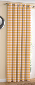 AIRWILL  Cotton Blackout and Room Darkening 9ft Long Door Curtains Pack of 1 pc. (Checks  Yellow)