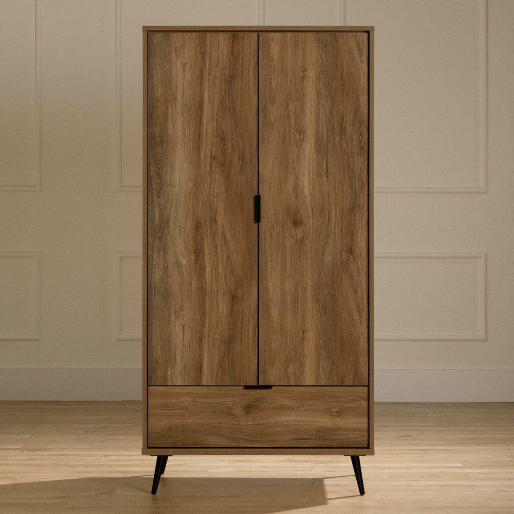 South Shore Furniture Oxford Wardrobe Armoire with Doors and Drawer, Natural Mango