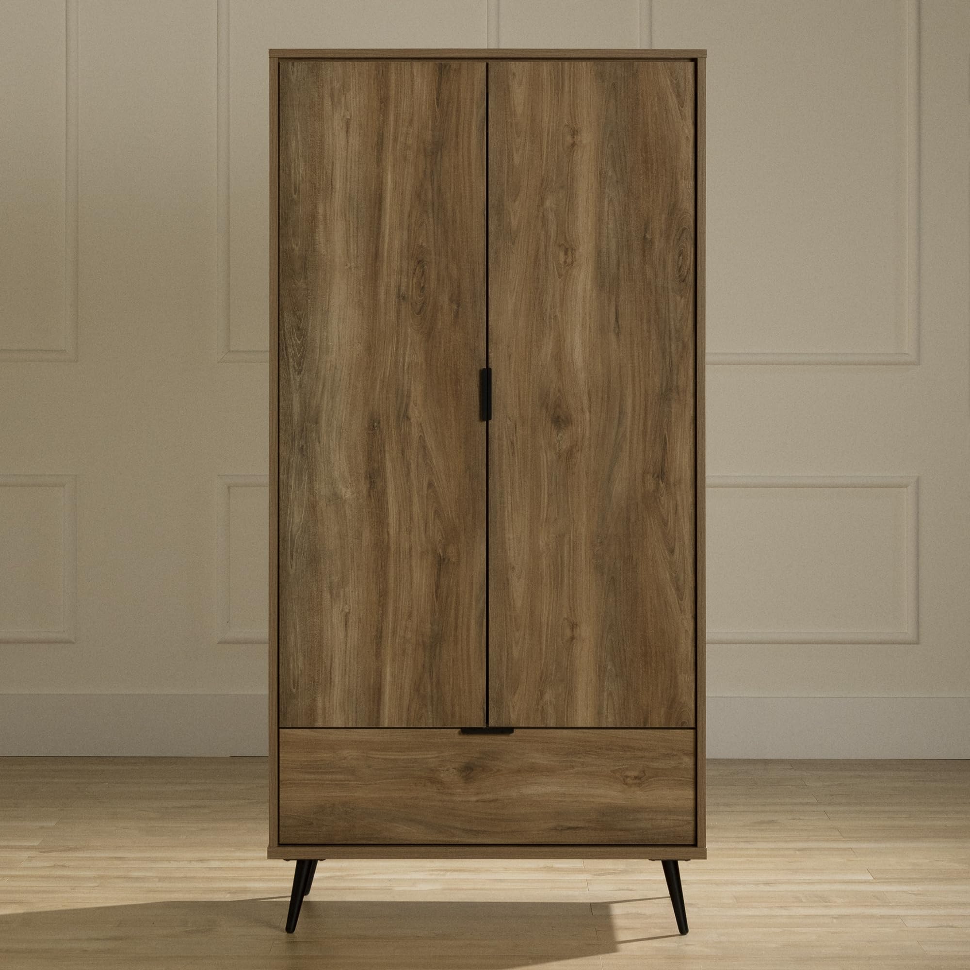 South Shore Furniture Oxford Wardrobe Armoire with Doors and Drawer, Natural Mango