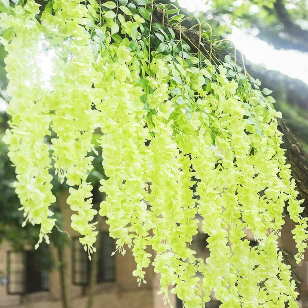 Green Artificial Wisteria Flower Vines, 3.77 Feet Green Wisteria Hanging Flowers Garland, 24 Pack Fake Green Wisteria, Green Flo