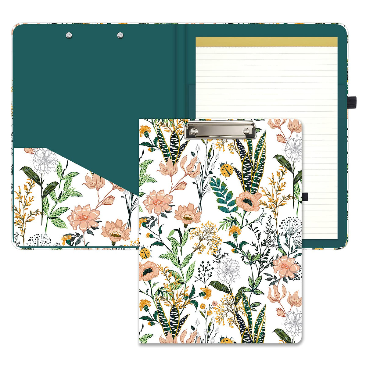 Hongri Clipboard Folio With Refillable Lined Notepad And Interior Storage Pocket For Students, Classroom, Office, Women, Man, Cu