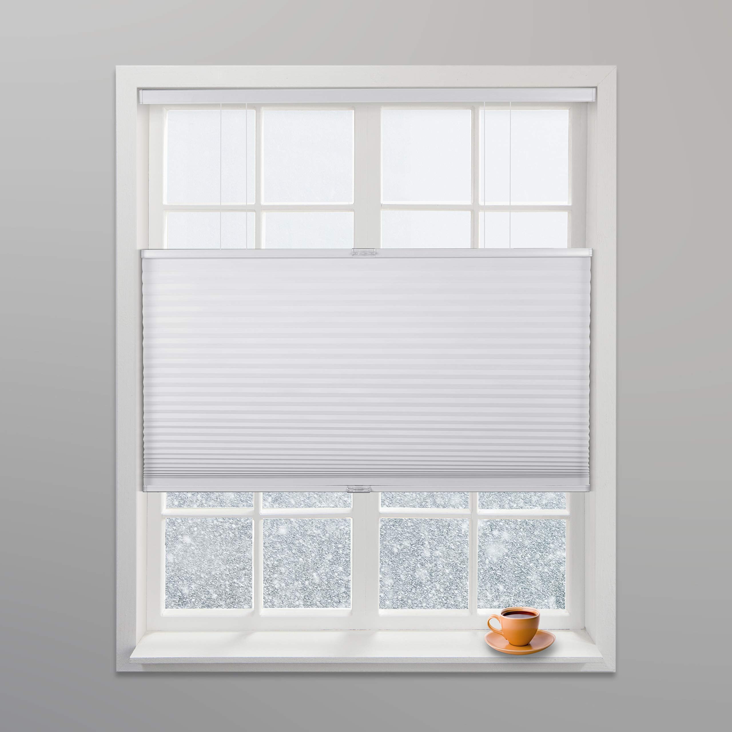 Arlo Blinds White Light Filtering Top Down Bottom Up Deluxe Cordless Cellular Shades - Size: 29'' W x 60'' H, Cordless Honeycomb