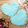 Mudder 2 Pieces Heart Shaped Rug Faux Room Fluffy Carpet Heart Shaped Door Mat for Room Bedroom, 12 x 16 Inch(Light Blue)