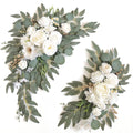 Piklado Faux Flower Swag Set of 2 for Wedding Welcome Signs Floral Swag Wedding Reception Ceremony Signs Decor (White)