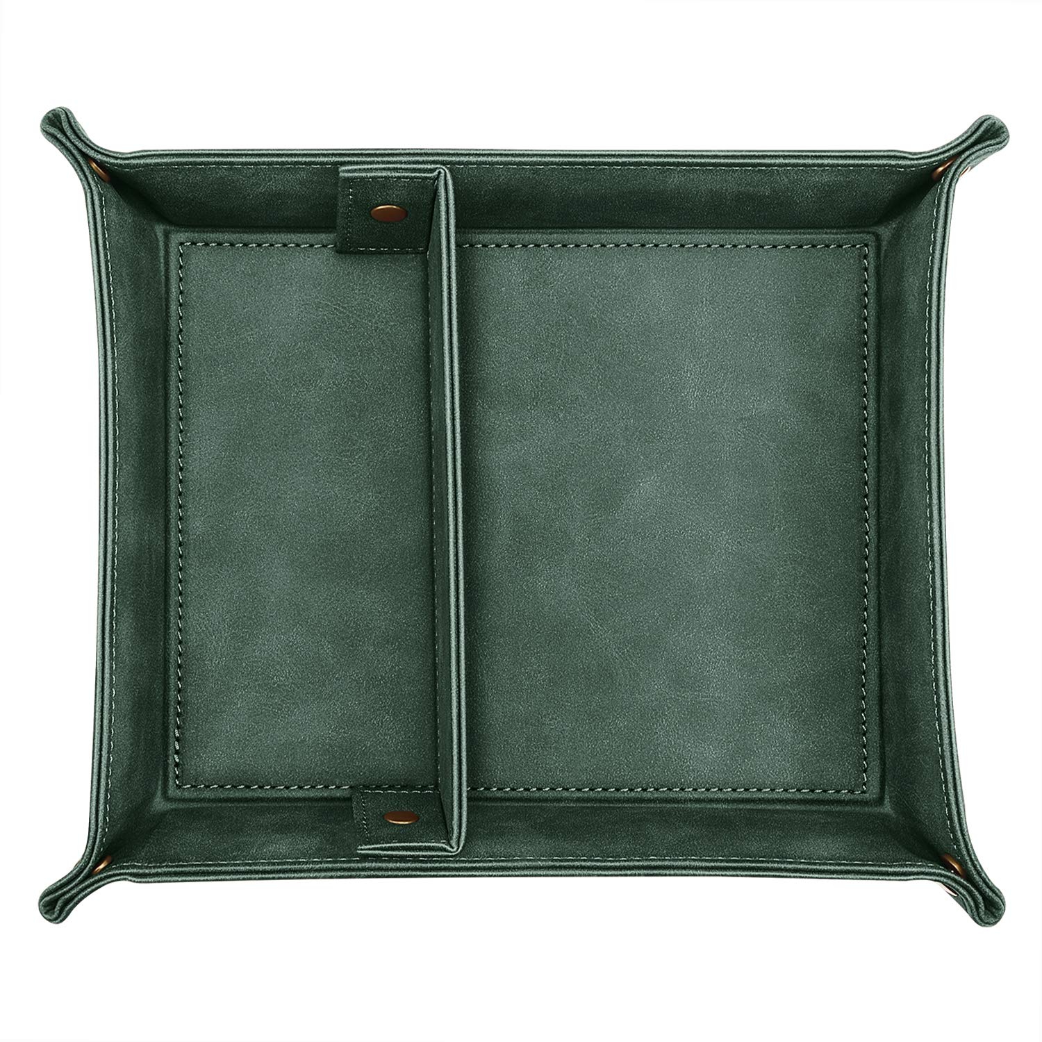 Sithon Valet Tray Desktop Storage Organizer - Removable 2 Compartments Catchall Tray Bedside Vanity Tray Nightstand Caddy Holder