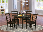 East West Furniture BOPF5-CAP-W 5 Piece Dining Table Set for 4 Includes a Round Kitchen Table and 4 Dinette Chairs, 42x42 Inch, Cappuccino