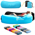 Nevlers Blue Jeans Inflatable Couch |210T Polyester Inflatable Chair |No-Pump Blow Up Couch | Inflatable Furniture w/ 450lbs. Ca