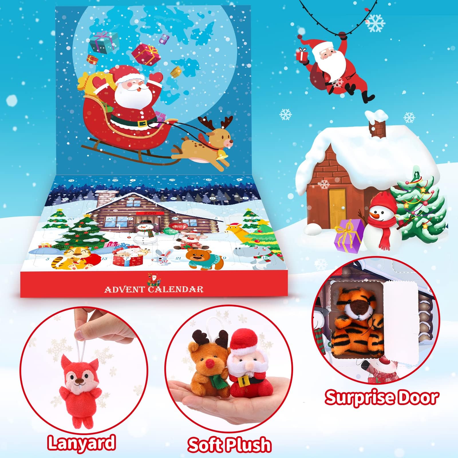 Advent Calendar 2024 For Kids 24 Days Christmas Countdown Calendar With Mini Animal Plush Toys Stuffed Animals Christmas Tree De