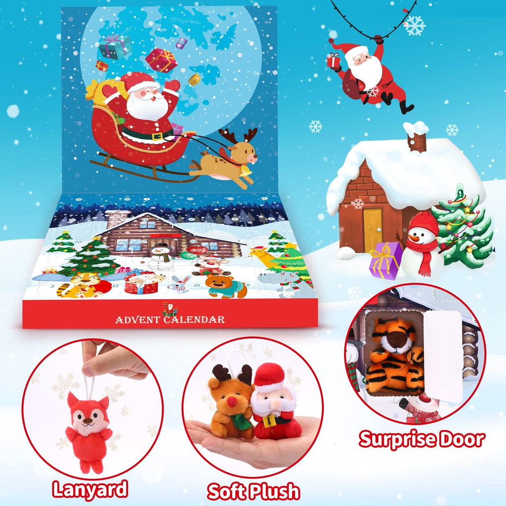 Advent Calendar 2024 For Kids 24 Days Christmas Countdown Calendar With Mini Animal Plush Toys Stuffed Animals Christmas Tree De
